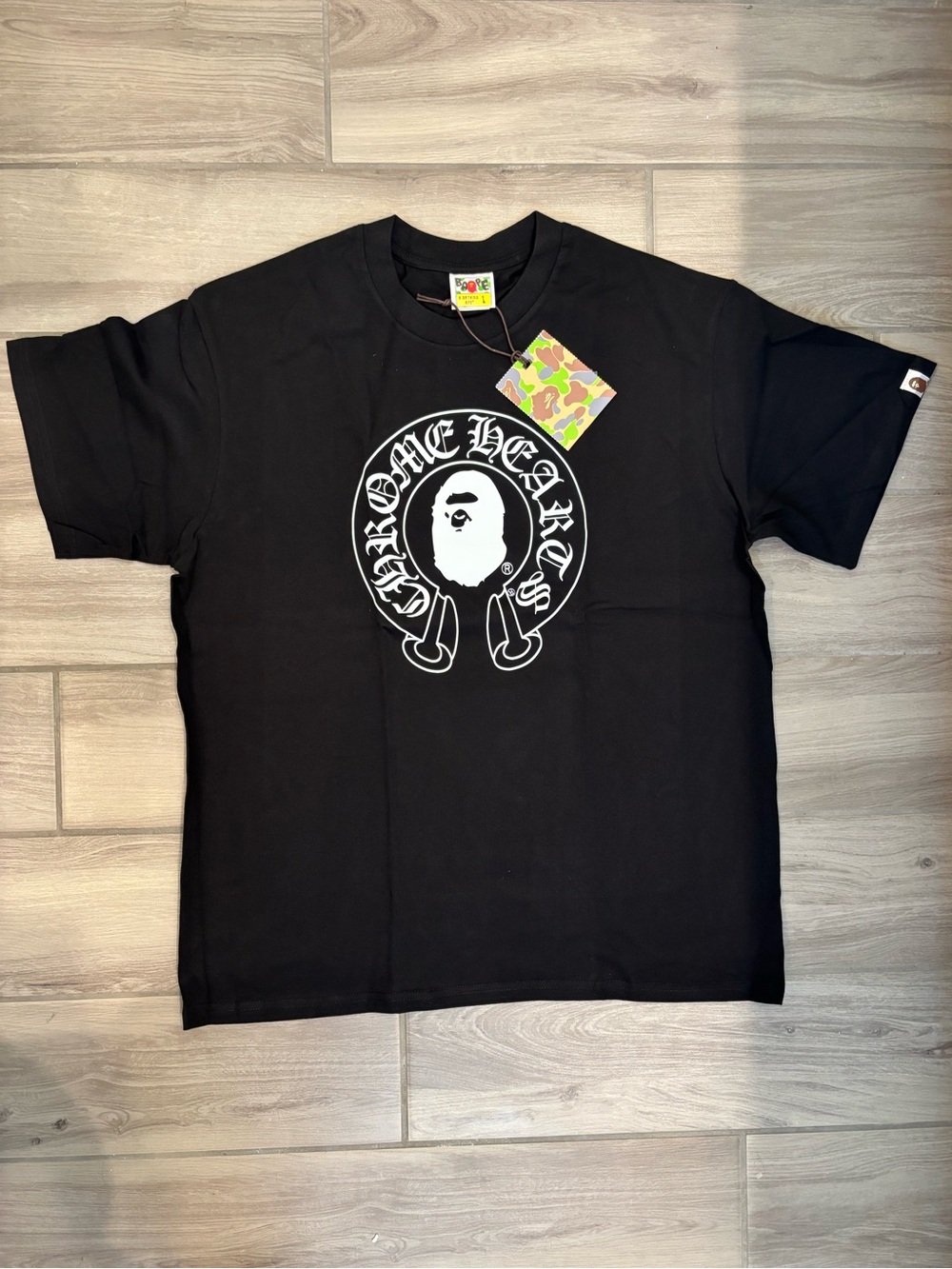 Chrome Hearts Black Graphic Short Sleeve Tee with White Logo